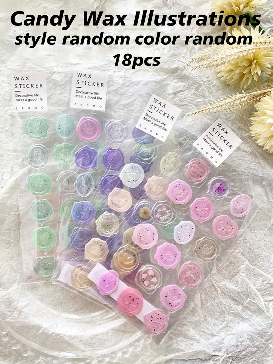 Pegatina de sello de foca de color caramelo para decoración de cortinas de mano de sobres, 1 pieza - Multicolor - Ver 1