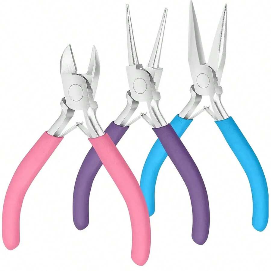3件套珠宝制作钳子套装 - 尖嘴钳、链嘴钳、圆嘴钳和剪线钳 - 非常适合珠宝维修、金属丝缠绕和手工制作！ - 鉗子 - 查看 1