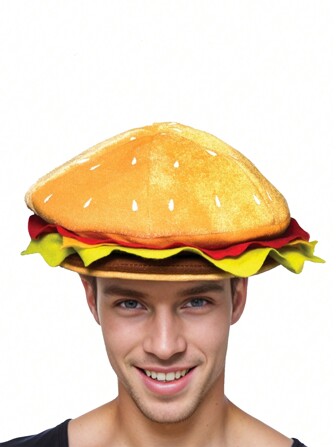 1pc Men's New Party Costume Cartoon Cute Fries & Burger Shaped Hat, Creative & Funny Headgear Event Prop