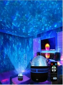 1 件 LED 水波涟漪效果投影仪灯，带多色图案和遥控器，卧室银河星空投影仪，水波投影仪，星空投影仪，家庭影院，天花板装饰，圣诞礼物，情人节礼物，露营，婚礼装饰，浪漫小夜灯 - 彩色 - 查看 5