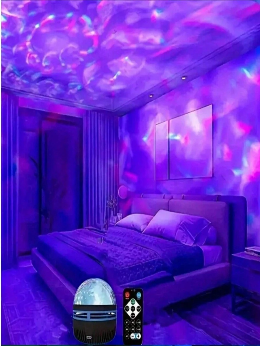 1 件 LED 水波涟漪效果投影仪灯，带多色图案和遥控器，卧室银河星空投影仪，水波投影仪，星空投影仪，家庭影院，天花板装饰，圣诞礼物，情人节礼物，露营，婚礼装饰，浪漫小夜灯