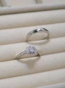 Par de Aliança de Namoro Casamento Brilhante Diamantada - 3S7-1-PRATA - Visão 1