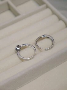Par de Aliança de Namoro Casamento Brilhante Diamantada - 3S7-1-PRATA - Visão 5
