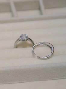 Par de Aliança de Namoro Casamento Brilhante Diamantada - 3S7-1-PRATA - Visão 3