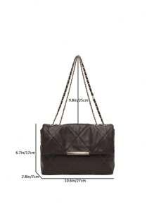 New Women's Fashionable Commuter Embroidery Rhombus Pressed And Chain Pattern Simple Large Capacity Shoulder Crossbody Bag