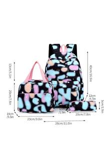 New Starry Sky Printed Three In One Combination Bag Backpack With Insulation Handbag And Student Pen Bag, Primary And Middle School Unisex Bag, Ideal School Bag Set For School, College & TravelLarge Capacity,Portable,Lightweight,With Pencil Case,Luggage Strap Design, Suitable For Teen Girls Women College Students, Perfect For Back To School,College,Middle School, High School,First Day Of School - Multicolor - View 9
