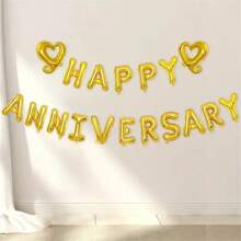 18 件周年快乐套装周年快乐爱心铝膜气球适用于周年纪念日室内外装饰，营造周年纪念氛围，圣诞节 - 彩色 - 查看 11
