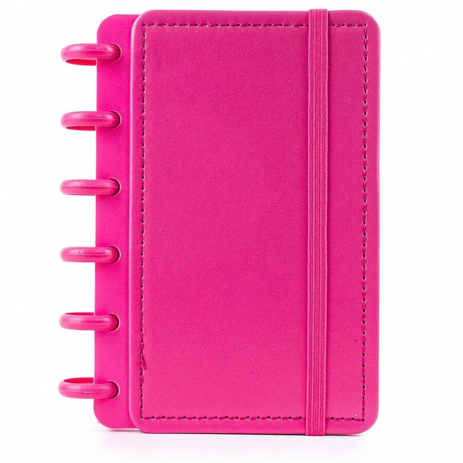 Caderno Inteligente De Disco Pequeno Folha Pautada Fofa A6 Refil Anotações Planejamento Colors - Rosa Escuro - Visão 1