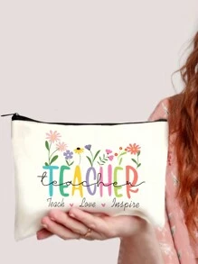 1入組字母帆布手提包、文具袋、鉛筆盒、手拿包、禮物袋，適用於母親、女兒、好友、老師、畢業生、上學必備品、教師節禮物和假日必需品 - 彩色 - 查看 19