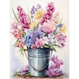 5D Diamond Art Painting Kit - Floral Vase, Flower Series, DIY Diamond Embroidery Craft Suitable For Adults And Beginners, Manual Inlay, Exquisite Wall Decor, 30x40cm