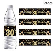 24pcs Black & Gold Birthday Theme Water Bottle Labels Decals - Black - View 6