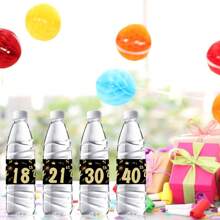 24pcs Black & Gold Birthday Theme Water Bottle Labels Decals - Black - View 4