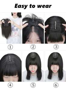 Bangs Hair Clip In Hair Extension 3D Bangs Overhead Natural Straight Hair Lnwvisible Replacement Cover White Hair Synthetic Fake Bang Black Brown