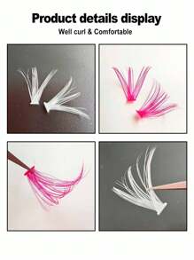 Asiteo 彩色睫毛簇 140 片粉色和白色混合睫毛延长簇片段自然纤细单根眼睫毛，DIY 居家睫毛簇、睫毛簇、单根睫毛、睫毛、假睫毛 - D - 查看 5