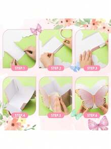 6pcs 3D Butterfly Paper Gift Boxes, Flower Decorated Packaging Box For Birthday, Wedding Or Party - Multicolor - View 5
