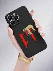 1pc Cute Funny Cartoon Style Black Frosted Case With Slouchy Sloth Pattern, Fully Covered Protection, Dustproof, Waterproof Soft Shell Compatible With IPhone