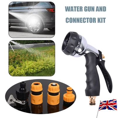 High Pressure Water Spray Gun Metal Nozzle Car Garden Lawn Wash Hose Pipe