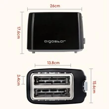 Toaster With 2 Extra Wide Short Slots, 7 Toast Levels, Reheat, Defrost And Cancel Function, Exclusive Design, Black Color, 750 W - EU E Type Plug(220-240V) - View 5