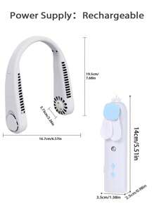 Un nouveau ventilateur portatif sans feuille à accrocher au cou, ventilateur USB rechargeable de 3e génération, paresseux, avec sortie d'air tourbillonnante et réglage à trois vitesses