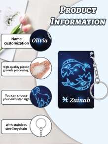 1pc Custom-Made Acrylic Keychain With 12 Constellations, Personalized Name Keychain, Laser Engraved Stainless Steel Keyring, Car Backpack Pendant Keychain, Perfect For Men And Women, Fashionable Gifts For Birthdays, Weddings, Christmas, Father's Day, And Valentine's Day Graduation