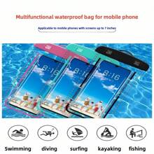 1pc Night Glow Waterproof Phone Case, Fluorescent Transparent Waterproof Pouch For Large Screen Phones, With Touch Screen Capability For Making Calls While Playing In Water - Black - View 7