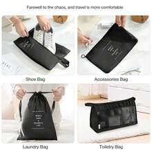 8 Set Travel Essentials, Suitcase Organizer Bags, Packing Cubes, Storage Bag, Travel Organizer Bags, Vacation Essentials, Travel Accessories, Cruise Essentials, Beach Essentials, Purse Essentials, School Supplies, Suitable For Organization And Storage - 黑色 - 查看 5