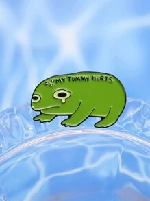 1入組肚子痛哭泣的青蛙搪瓷別針，創意卡通動物胸針，背包及袖章配件，送給朋友的禮物 - 綠色 - 查看 5
