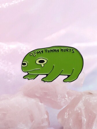 1入組肚子痛哭泣的青蛙搪瓷別針，創意卡通動物胸針，背包及袖章配件，送給朋友的禮物