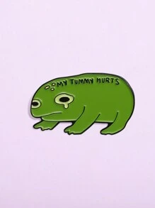 1入組肚子痛哭泣的青蛙搪瓷別針，創意卡通動物胸針，背包及袖章配件，送給朋友的禮物 - 綠色 - 查看 3