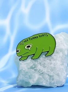 1入組肚子痛哭泣的青蛙搪瓷別針，創意卡通動物胸針，背包及袖章配件，送給朋友的禮物 - 綠色 - 查看 6