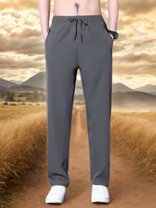 Boyfriend Style Men's Athletic Slim Fit Lightweight Breathable Drawstring Ankle Pants, Summer Casual Joggers