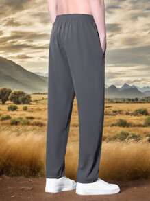 Boyfriend Style Men's Athletic Slim Fit Lightweight Breathable Drawstring Ankle Pants, Summer Casual Joggers