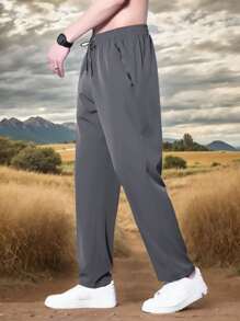 Boyfriend Style Men's Athletic Slim Fit Lightweight Breathable Drawstring Ankle Pants, Summer Casual Joggers