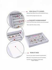 5 件/1 件珠宝收纳托盘，戒指和耳环展示隔板适用于卧室梳妆台收纳，柔软衬里，优雅家居装饰配件，经典风格珠宝收纳托盘 - 便携式灰色收纳盒，适用于戒指、耳环、项链 - 方便展示盒，戒指、耳环和手表展示盒 - 抽屉式项链和手表整理盒 - 彩色 - 查看 12