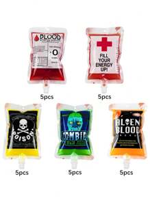 5/15/25 chiếc Túi đựng đồ uống Halloween Cosplay Ma cà rồng Túi đựng máu Zombie Đồ uống Túi đựng đồ uống Đạo cụ Vật dụng trang trí Halloween - Nhiều màu - Xem 13