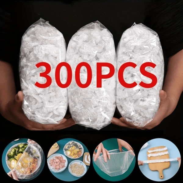 100/200/300 件一次性保鲜膜，密封防臭防尘冰箱罩，适用于剩余食物、水果和蔬菜、厨房配件、户外、露营