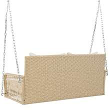 Sweiko Sweiko Gartenschaukel, Gartenmöbel-Set für den Außenbereich, Beiges Rattan, beiges Sitzkissen, 2 Sitze, mit Sitzkissen und Rückenkissen, abnehmbar und waschbar