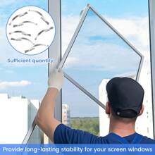 60Pcs Window Screen Spring Clip Set Stainless Steel Flat Window Spring Universal Corner Mounting Window Screen Clip Prevent Shaking 0.19*2.1inch For Window Screen - Silver - View 6