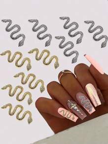 10 Pcs Retro Snake Nail Charms - Stylish Alloy Metal Nail Art Decorations For DIY Nail Art - Multicolor - View 1