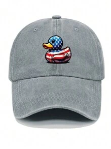 酷炫嬉皮弧形帽檐棒球帽，美国国旗风格鸭子印花复古水洗做旧棒球帽 - 男女通用，可调节，轻便防晒帽，男女皆宜的休闲运动帽，带字母，手洗 - 1 件，休闲户外运动帽男女通用帽子，复古棒球帽，男女通用，可调节，做旧，户外，轻便，休闲，可手洗，无需熨烫，无需干洗，无弹性，男士时尚 - 彩色 - 查看 6