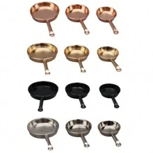 1Set 1:12 Dollhouse Miniature Frying Pan Casserole Metal Cookware Kitchen Decor - Multicolor - View 1