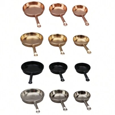 1 套 1:12 娃娃屋迷你煎锅砂锅金属炊具厨房装饰