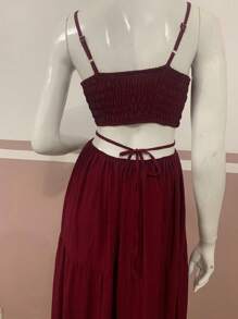 Women Long Dresses - 酒紅色 - 查看 5