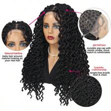 Lush Faux Locs River Locks Twists Braids 合成全蕾丝前编织假发 无结盒状辫子 女士假发 22 英寸长发绺假发带婴儿头发 - 黑色 - 查看 4