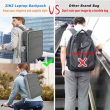 Slim & Expandable Laptop Backpack 15 15.6 16 Inch Sleeve With USB Port, Spill-Resistant Notebooks Bag Case For Most 14-16 Inch MacBooks Surface-Books Asus Computers - Grey - View 7