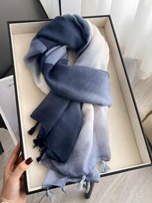 1pc Elegant Ombre Linen Pendant Scarf Women's Multi-Functional Fashion Shawl Decorative Long Scarf - Multicolor - View 7