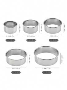 5入組不鏽鋼圓餃子皮切割機＆餅乾模具＆蛋糕慕斯環＆吐司研磨工具套裝