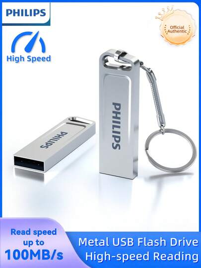 PHILIPS Unidad de memoria flash USB  BAR Plus 2.0 de 128GB, velocidad de 100MB/s, carcasa de metal resistente, expansión de almacenamiento para fotos, videos, música y archivos