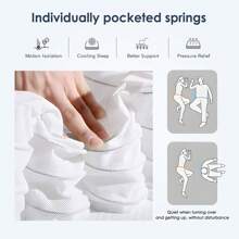 DlandHome 12" Hybrid Mattress With Gel Memory Foam, Individual Pocket Spring Medium Firm Mattress, Twin, Full, Queen, King Bed Mattress In A Box - 12吋厚度 - 查看 6