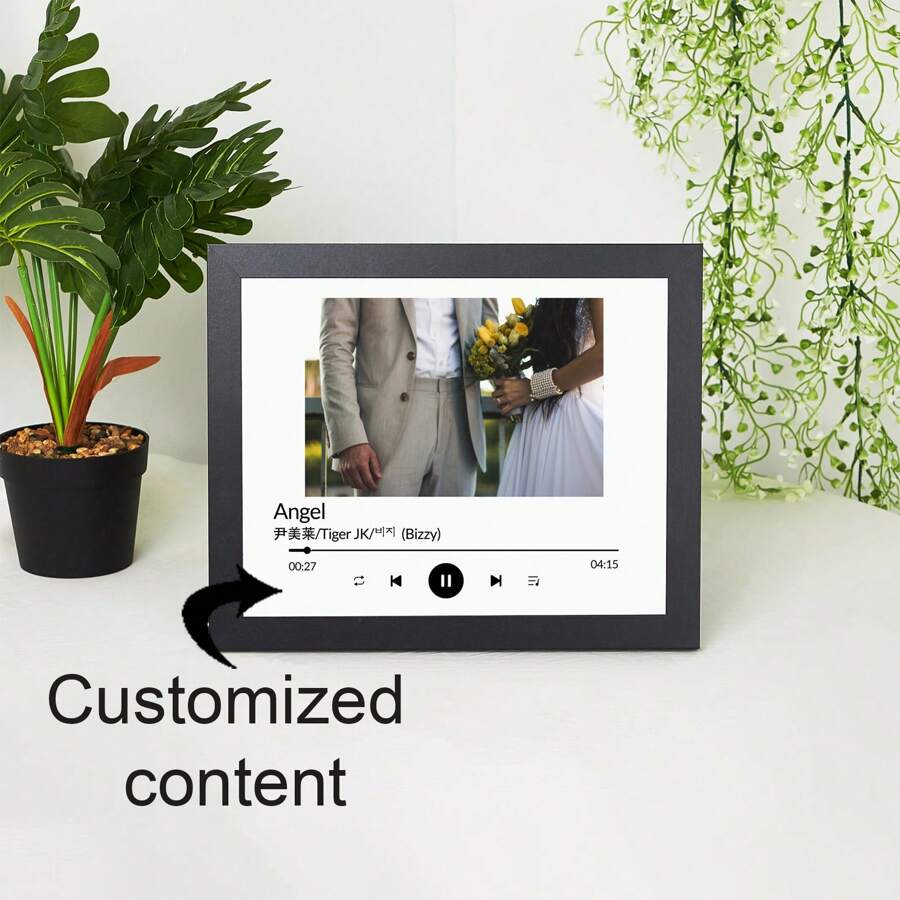 Personalized Custom Wedding Photo Frame, Holiday Gift, Wooden Photo Frame, Picture Frame, Customized Photo Frame, Personalized Photo Gift, Custom Photo Gift, Personalized Wooden Photo Frame Gifts Birthday Graduation - Black - View 1